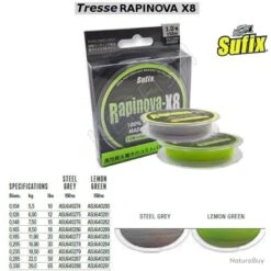 TRESSE RAPINOVA X8 SUFIX 0.104 Mm Lemon Green