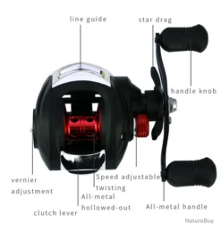 Moulinet De Pêche Baitcasting Traine 7.2:1 M18 Droitier Ou Gaucher Couleur Noir -Abu Magasin 00030 Moulinet de peche Baitcasting traine 7.2 1 M18 droitier ou gaucher couleur noir